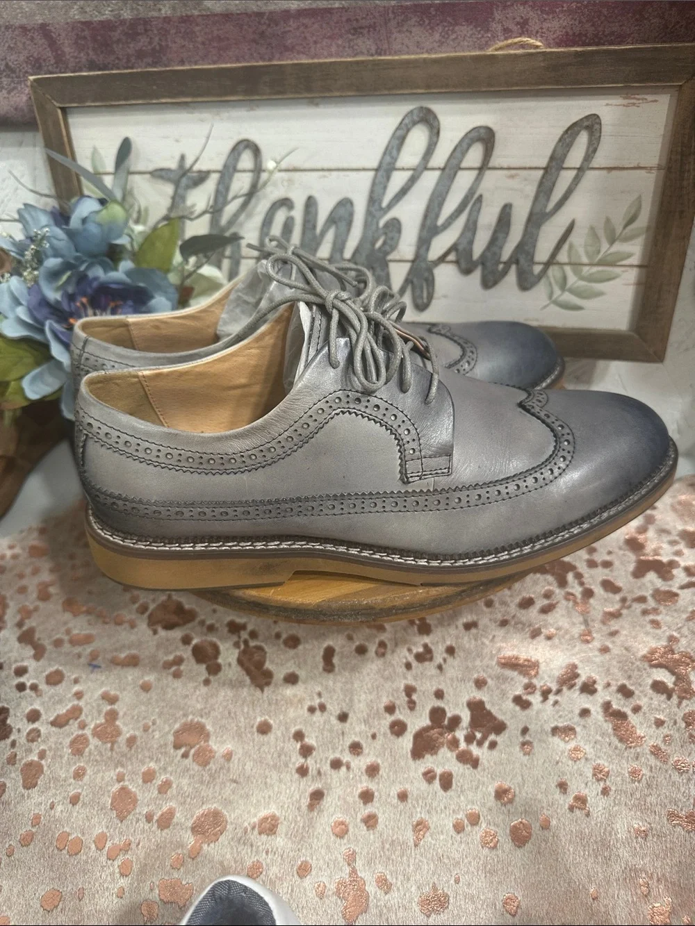 NWOT Men's Wingtip Derby Oxfords in Silver-Gray